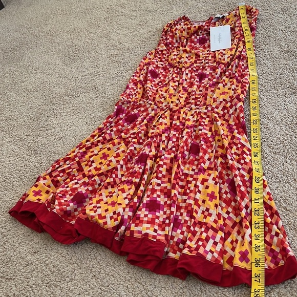 New! Ritu Kumar label SZ 3/ small red multi printed dress. - Picture 8 of 9